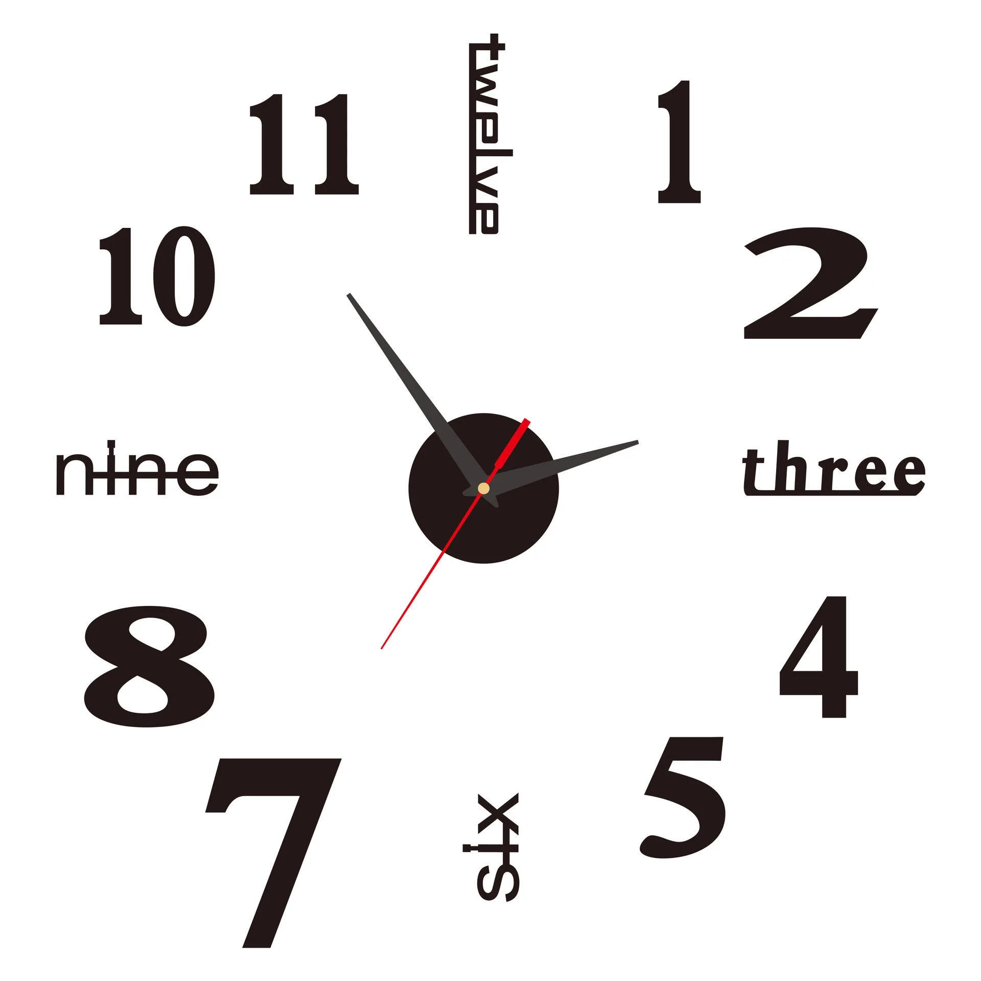 3D Numbers Wall Clocks